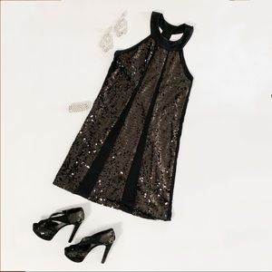 NWT INC Black Sequin Halter Party Dress Size Large